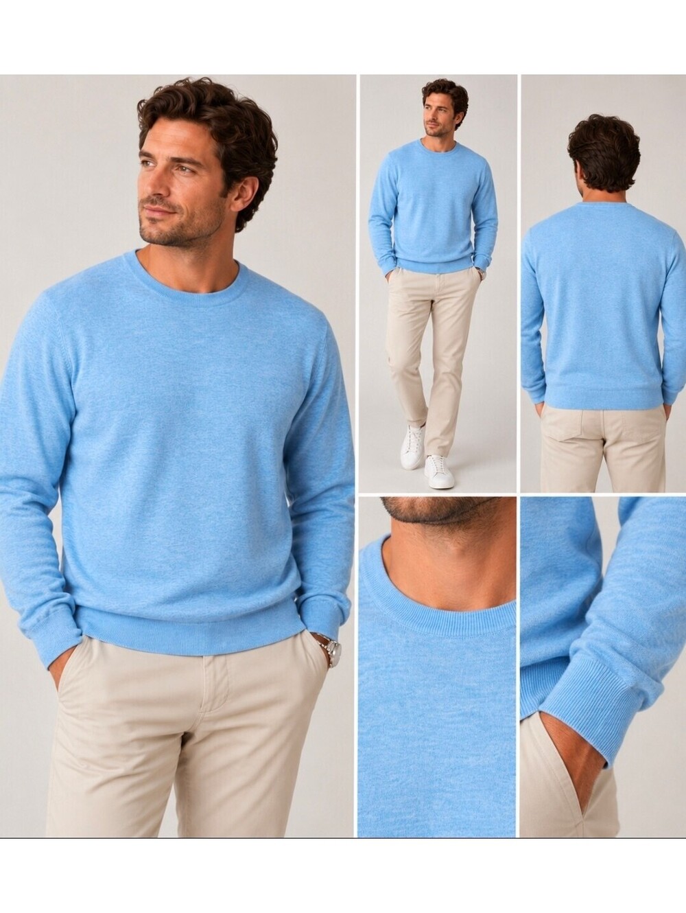 Duchamp London Men's XXL Light Blue Crewneck Wool Blend Sweater NWT